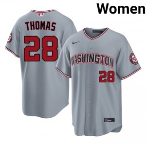 Exclusive Lane Thomas #28 Gray Baseball Embroidery Jersey | Washington Nationals Women Collection Edition 40751682