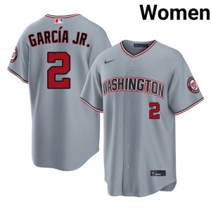 Luis Garcia Jr. #2 WAS Baseball Jersey | Classic Women Gray Embroidery Edition 39279525
