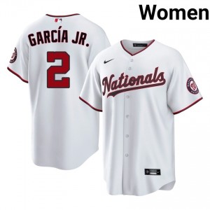 Nats Luis Garcia Jr. #2 White Women Jersey | Stitch Premium Baseball Uniform 25722609