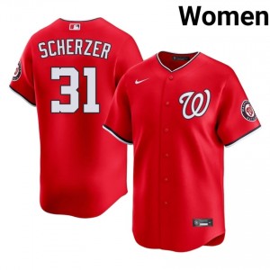 #31 Max Scherzer Officially Licensed Women Baseball Jersey | Nats Red Fan Gear 98442465