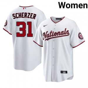Nationals Max Scherzer #31 White Women Jersey | Stitch Licensed Baseball Uniform 52485651