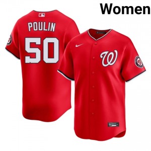 Nationals PJ Poulin #50 Red Women Jersey | Stitch Licensed Baseball Uniform 55056454