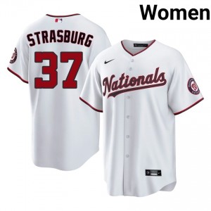 Nats Stephen Strasburg #37 White Women Jersey | Stitch Premium Baseball Uniform 31979495