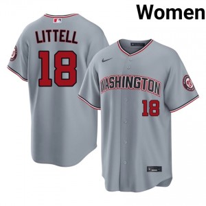 Zack Littell #18 WAS Baseball Jersey | Classic Women Gray Embroidery Edition 92490696