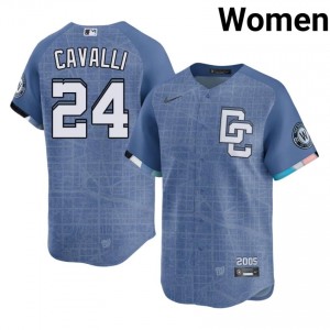 Cade Cavalli #24 Washington City Connect Baseball Jersey | Official Women Blue Embroidery Edition 96428460