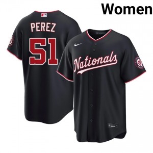 Navy Cionel Perez #51 Washington Baseball Stitched Jersey | Original Women Fit 30570642