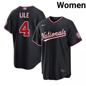 Navy Daylen Lile #4 WAS Nationals Baseball Stitched Jersey | Durable Women Fit 59274858