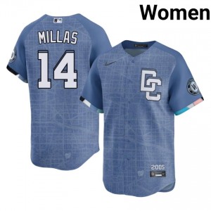 Drew Millas #14 Washington City Connect Baseball Jersey | Official Women Blue Embroidery Edition 11681340