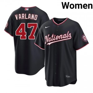 Navy Gus Varland #47 WAS Nationals Baseball Stitched Jersey | MLB Women Fit 60117347