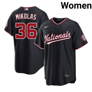 Navy Miles Mikolas #36 WAS Nationals Baseball Stitched Jersey | MLB Women Fit 70787559