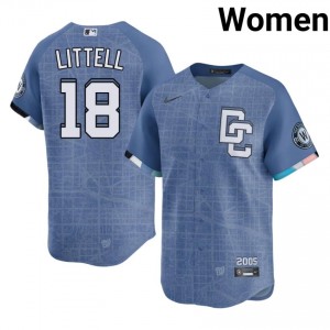 Professional Zack Littell #18 Blue City Connect Baseball Embroidery Jersey | Washington Women Collection Edition 78902788