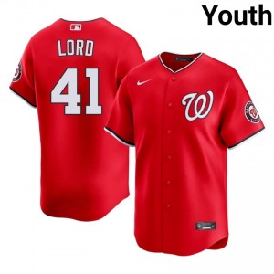 Youth Brad Lord #41 Red Stitched Jersey | WAS Nationals Elite Baseball Gear 38798264