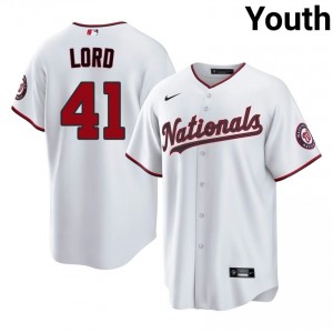 White Brad Lord #41 WAS Nationals Baseball Stitched Jersey | Durable Youth Fit 51004264