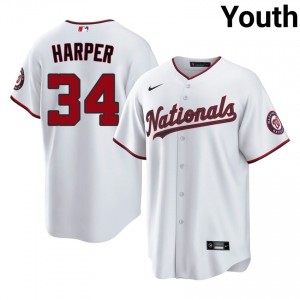 Youth Bryce Harper #34 White Stitched Jersey | Washington Pro-Grade Baseball Gear 50824466