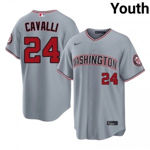#24 Cade Cavalli Gameday Youth Baseball Jersey | Nationals Gray Fan Gear 46307936