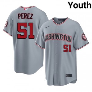 Nationals Cionel Perez #51 Gray Youth Jersey | Stitch Replica Baseball Uniform 16418534