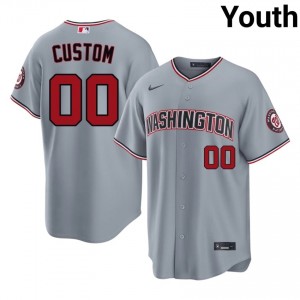 Nationals Custom #00 Gray Youth Jersey | Stitch Replica Baseball Uniform 34327638
