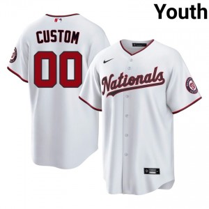 Youth Custom #00 White Stitched Jersey | WAS Nationals Authentic Baseball Gear 44357728