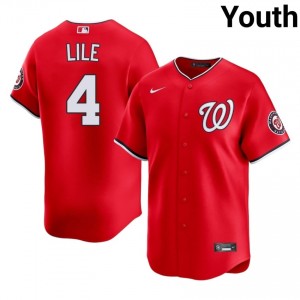 Red Daylen Lile #4 Washington Baseball Stitched Jersey | Original Youth Fit 93690496