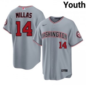 #14 Drew Millas Gameday Youth Baseball Jersey | Nationals Gray Fan Gear 35577296
