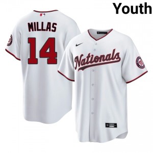White Drew Millas #14 WAS Nationals Baseball Stitched Jersey | MLB Youth Fit 54960725