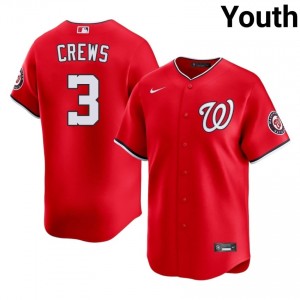 Youth Dylan Crews #3 Red Stitched Jersey | WAS Nationals Authentic Baseball Gear 98516289