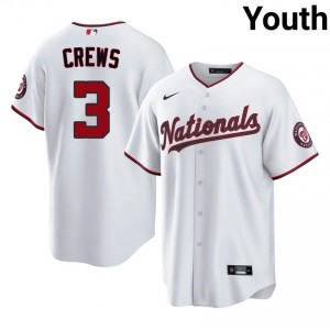 White Dylan Crews #3 Washington Baseball Stitched Jersey | Original Youth Fit 69855360