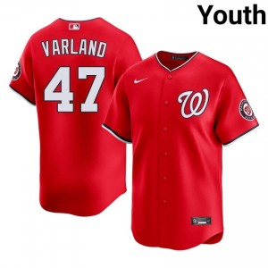 Red Gus Varland #47 WAS Nationals Baseball Stitched Jersey | Durable Youth Fit 94641821