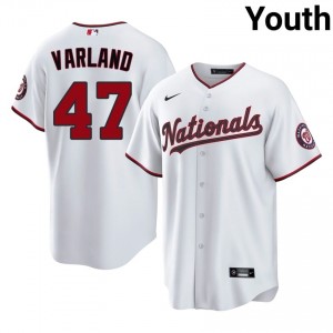 Youth Gus Varland #47 White Stitched Jersey | Washington Pro-Grade Baseball Gear 70312184