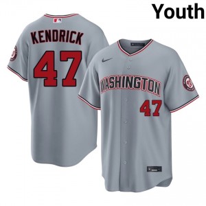 #47 Howie Kendrick Genuine Youth Baseball Jersey | Nationals Gray Fan Gear 34876418