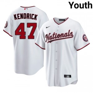 White Howie Kendrick #47 WAS Nationals Baseball Stitched Jersey | Durable Youth Fit 64153077