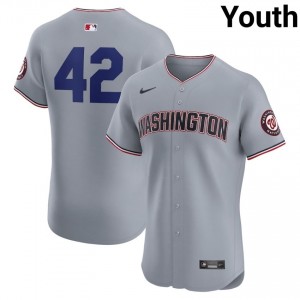 Nationals Jackie Robinson Day #42 Gray Youth Jersey | Stitch Licensed Baseball Uniform 75838761