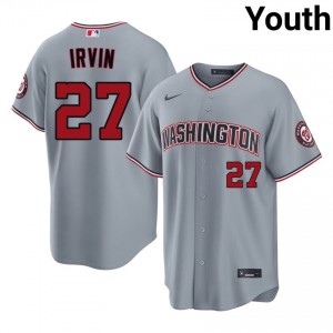#27 Jake Irvin Officially Licensed Youth Baseball Jersey | Nats Gray Fan Gear 51884508