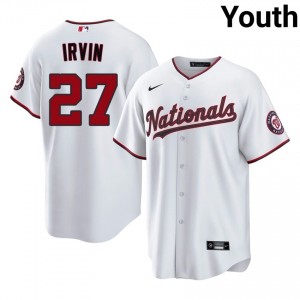 White Jake Irvin #27 Washington Baseball Stitched Jersey | Original Youth Fit 95885369
