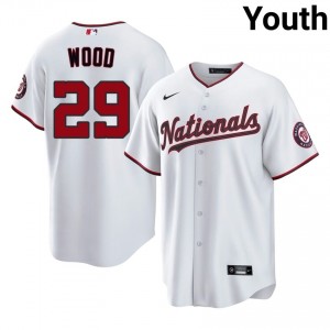 Youth James Wood #29 White Stitched Jersey | Washington Pro-Grade Baseball Gear 58167828