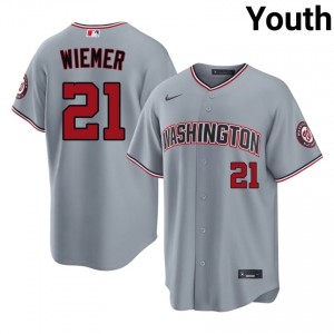 #21 Joey Wiemer Genuine Youth Baseball Jersey | Nationals Gray Fan Gear 67258956
