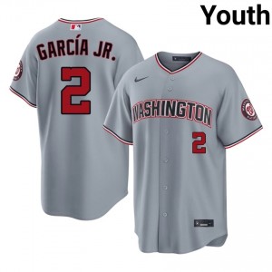 Nationals Luis Garcia Jr. #2 Gray Youth Jersey | Stitch Licensed Baseball Uniform 99446539