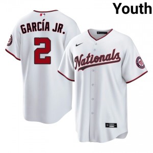 Youth Luis Garcia Jr. #2 White Stitched Jersey | WAS Nationals Elite Baseball Gear 44001891