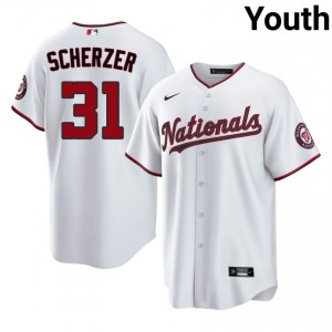 Youth Max Scherzer #31 White Stitched Jersey | WAS Nationals Authentic Baseball Gear 32963405