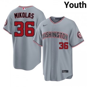 Nats Miles Mikolas #36 Gray Youth Jersey | Stitch Premium Baseball Uniform 94103900