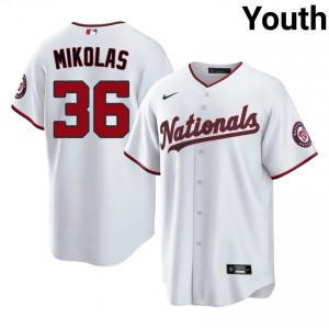 Youth Miles Mikolas #36 White Stitched Jersey | Washington Pro-Grade Baseball Gear 74674004