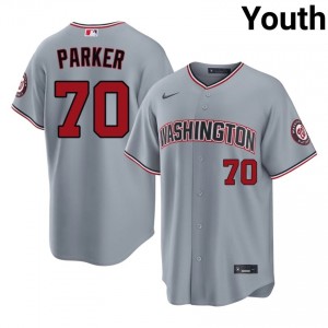 #70 Mitchell Parker Gameday Youth Baseball Jersey | Nationals Gray Fan Gear 85828179