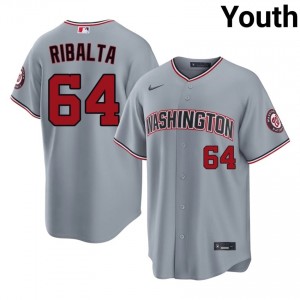 Nationals Orlando Ribalta #64 Gray Youth Jersey | Stitch Licensed Baseball Uniform 64583662