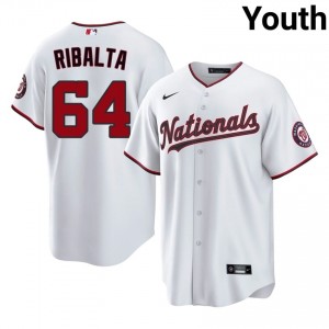 Youth Orlando Ribalta #64 White Stitched Jersey | WAS Nationals Elite Baseball Gear 93387806