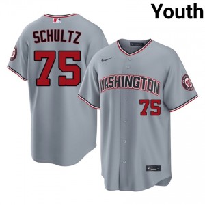#75 Paxton Schultz Genuine Youth Baseball Jersey | Nationals Gray Fan Gear 35919398
