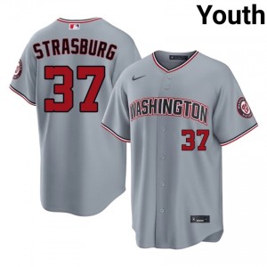 Nationals Stephen Strasburg #37 Gray Youth Jersey | Stitch Licensed Baseball Uniform 95286647
