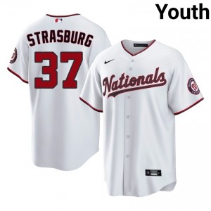 Youth Stephen Strasburg #37 White Stitched Jersey | WAS Nationals Elite Baseball Gear 27067124