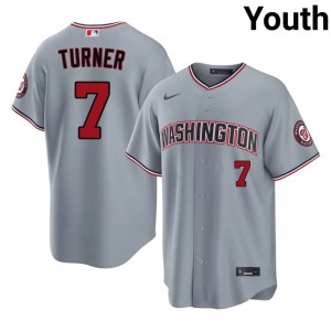 Nationals Trea Turner #7 Gray Youth Jersey | Stitch Licensed Baseball Uniform 13596589