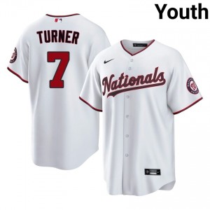 Youth Trea Turner #7 White Stitched Jersey | WAS Nationals Elite Baseball Gear 11336112