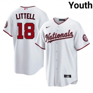 Youth Zack Littell #18 White Stitched Jersey | WAS Nationals Elite Baseball Gear 46407677